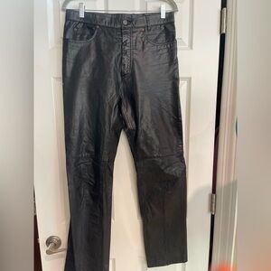Vintage Black Leather Pants 32” W 30” L  Bermans